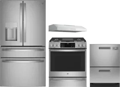 4 Piece Package Includes Refrigerator, Range, Hood And Dishwasher